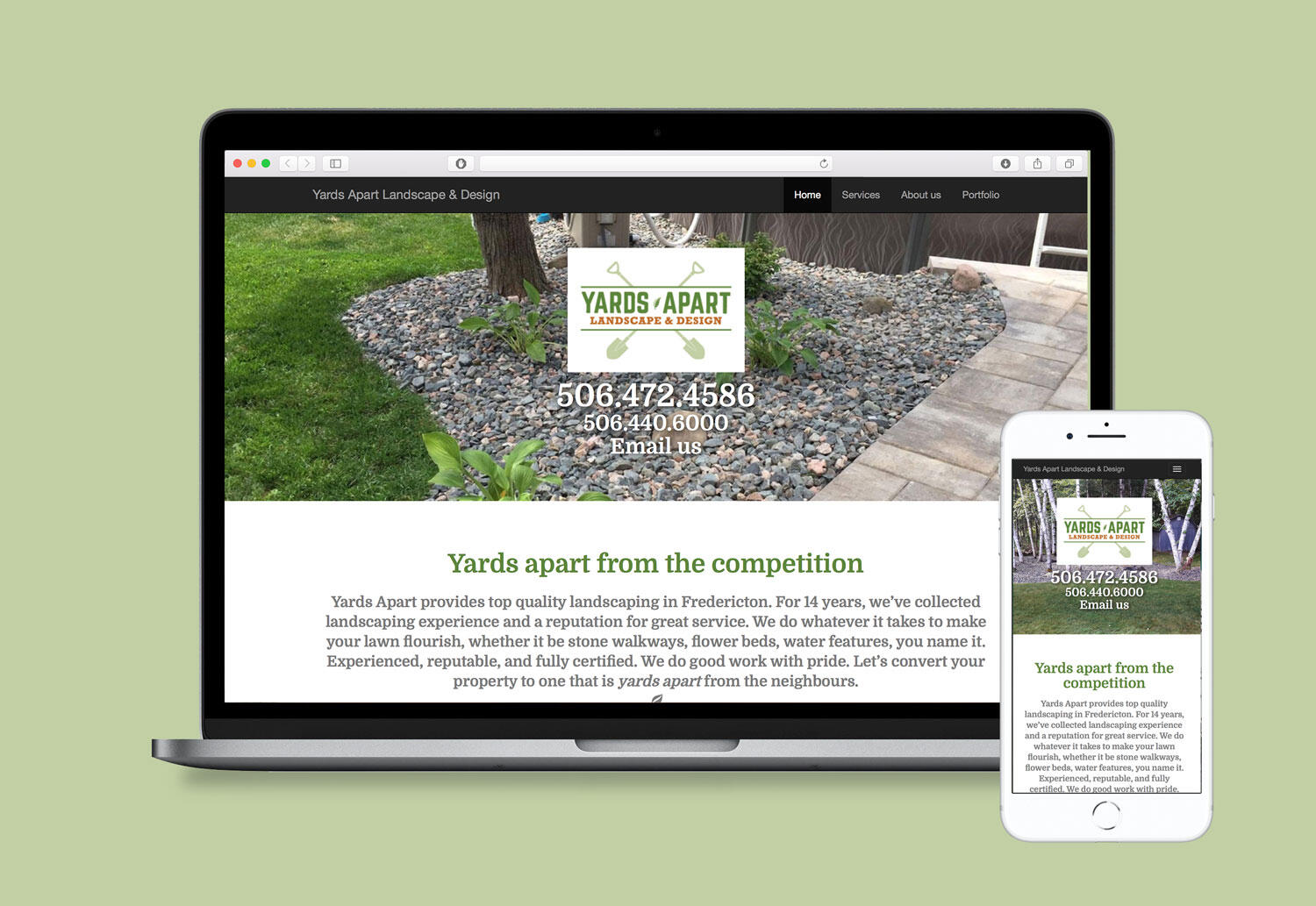 Yards Apart website design